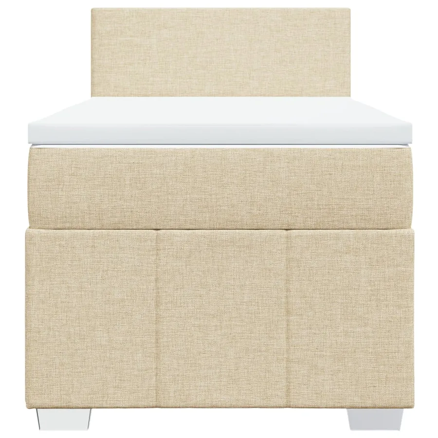 Sommier à lattes de lit avec matelas Crème 100x200 cm Tissu - 4