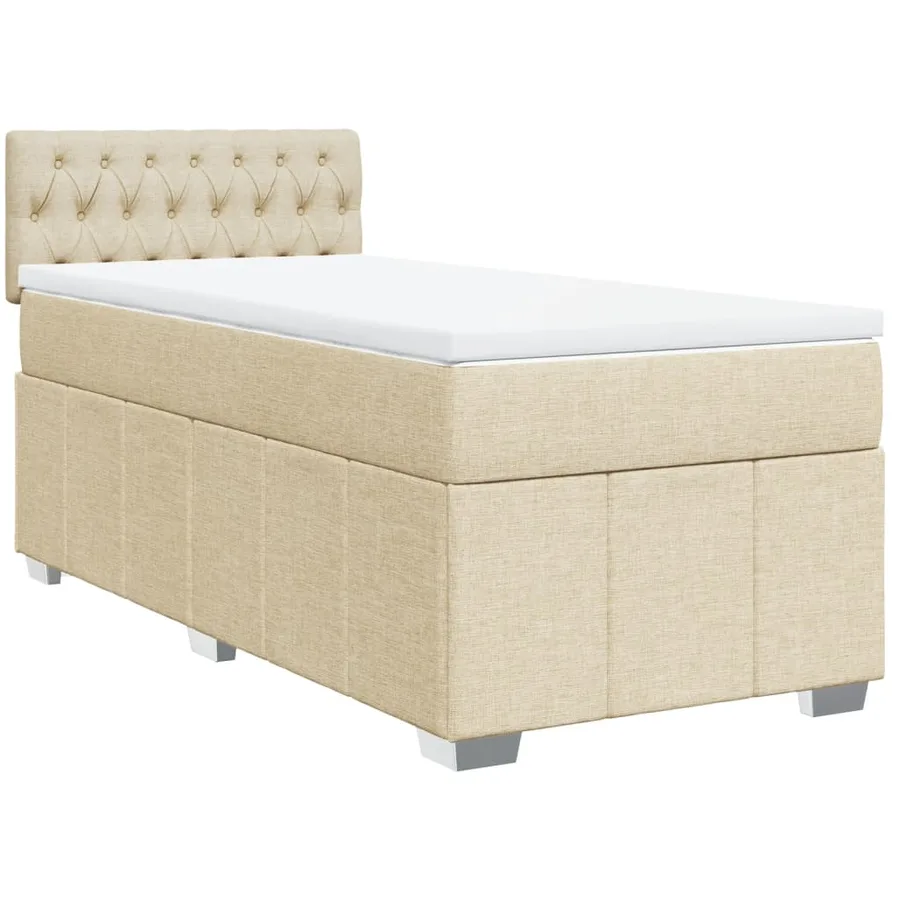 Sommier à lattes de lit avec matelas Crème 100x200 cm Tissu - 3