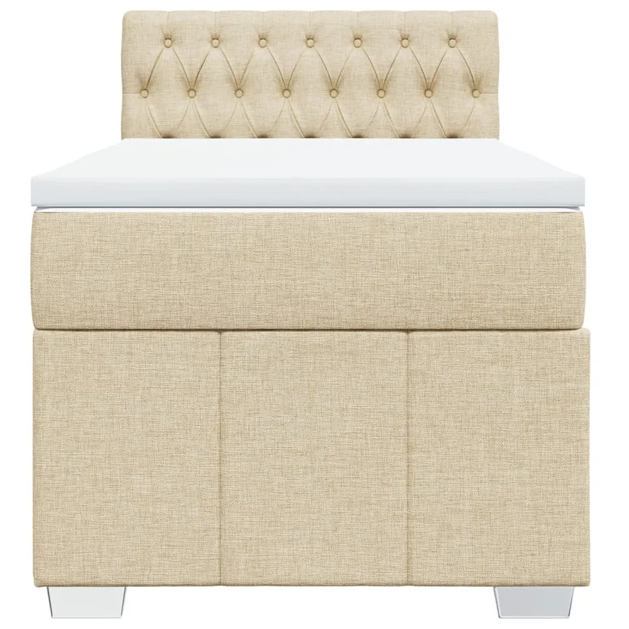 Sommier à lattes de lit avec matelas Crème 100x200 cm Tissu - 6