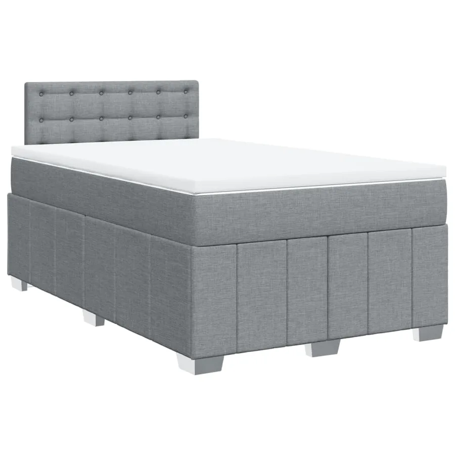 Sommier à lattes de lit et matelas gris clair 120x190 cm tissu - 3