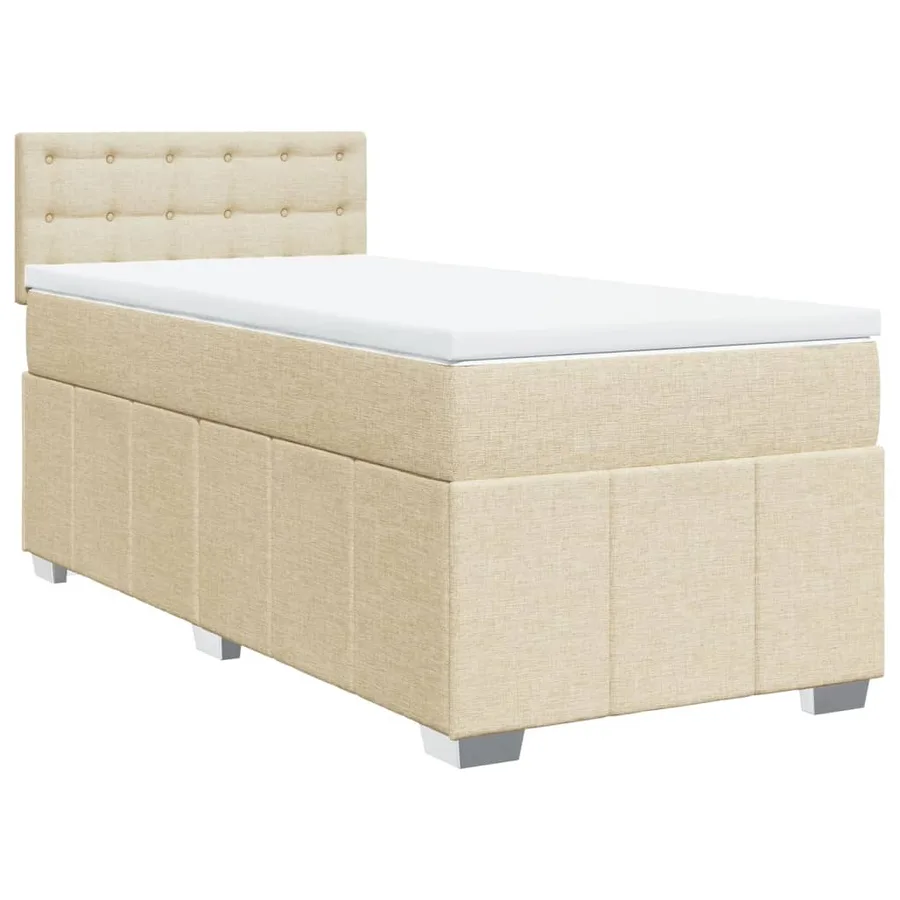 Sommier à lattes de lit avec matelas Crème 100x200 cm Tissu - 3