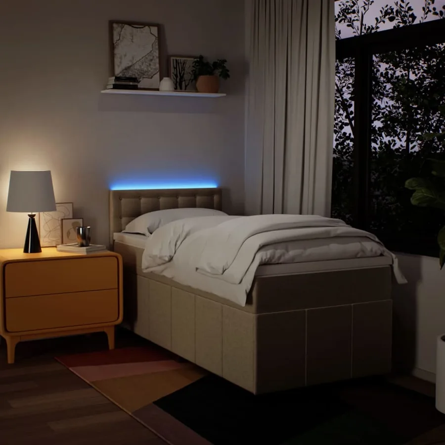 Sommier à lattes de lit avec matelas Crème 100x200 cm Tissu - 4