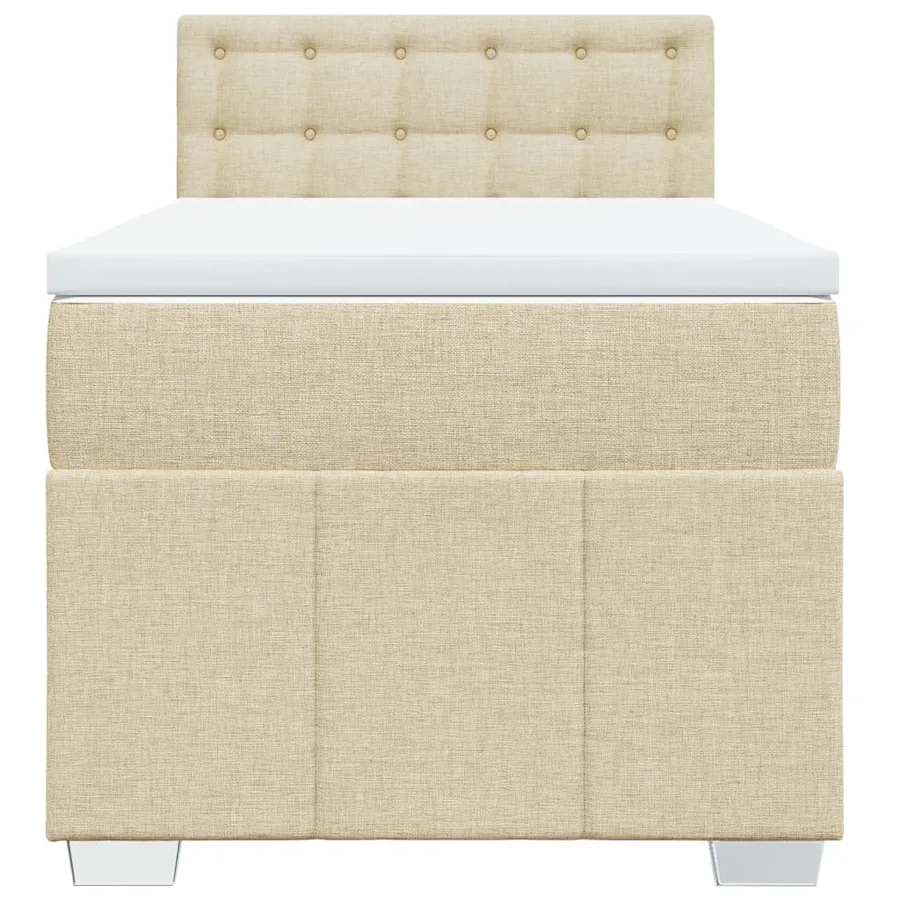 Sommier à lattes de lit avec matelas Crème 100x200 cm Tissu - 6