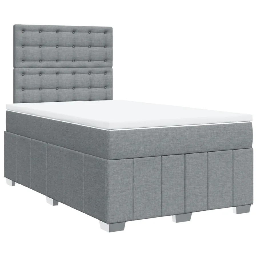 Sommier à lattes de lit et matelas gris clair 120x190 cm tissu - 2