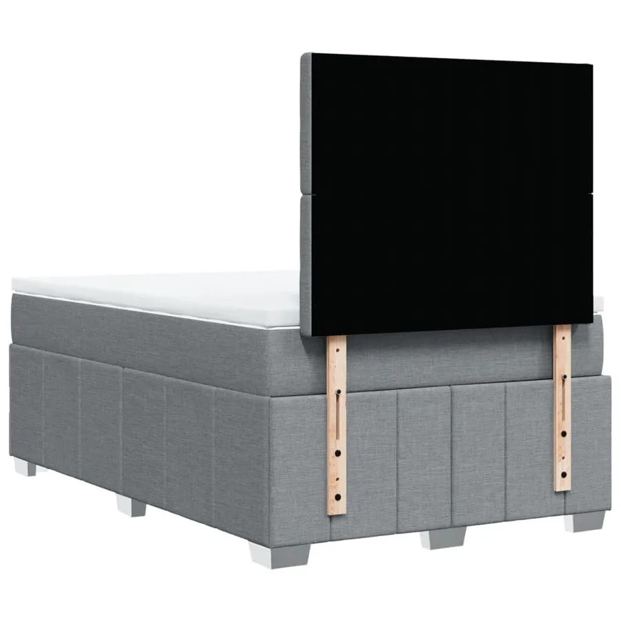 Sommier à lattes de lit et matelas gris clair 120x190 cm tissu - 6