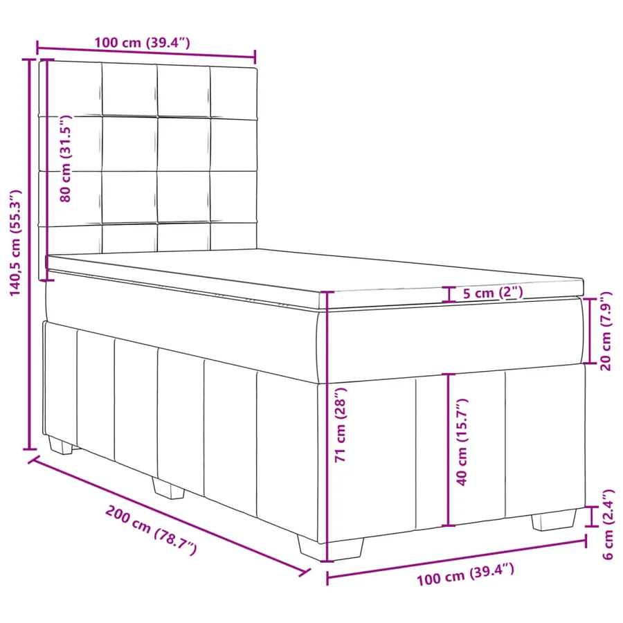 Sommier à lattes de lit avec matelas Crème 100x200 cm Tissu - 13