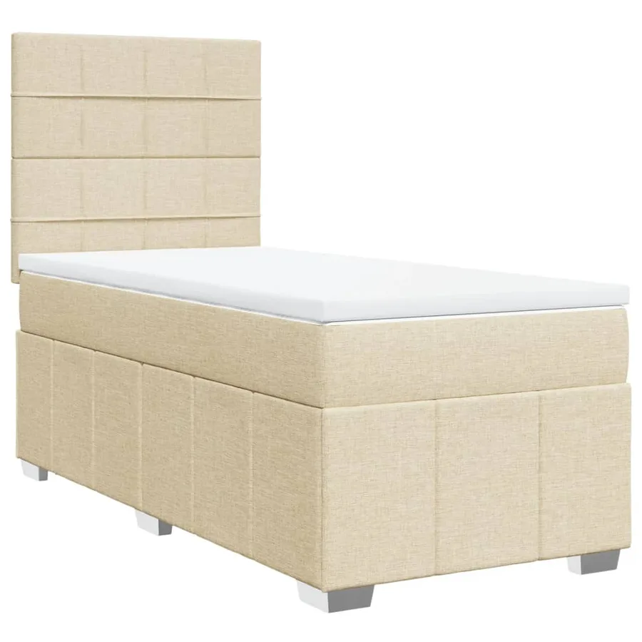 Sommier à lattes de lit avec matelas Crème 100x200 cm Tissu - 2