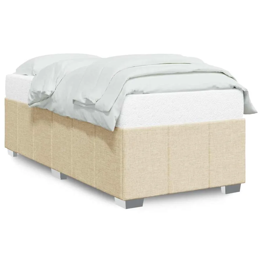 Cadre de lit sans matelas crème 100x200 cm tissu - 2