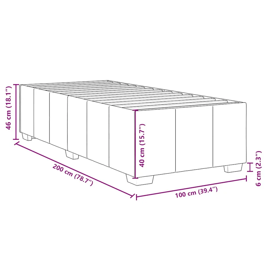 Cadre de lit sans matelas crème 100x200 cm tissu - 9