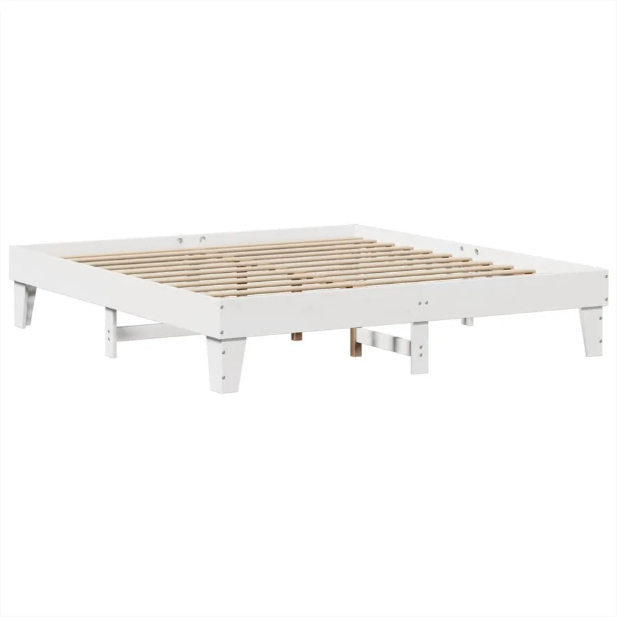 Cadre de lit sans matelas blanc 200x200 cm bois massif de pin - 3