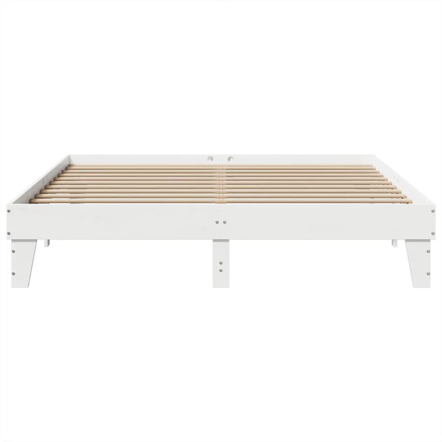 Cadre de lit sans matelas blanc 200x200 cm bois massif de pin - 4