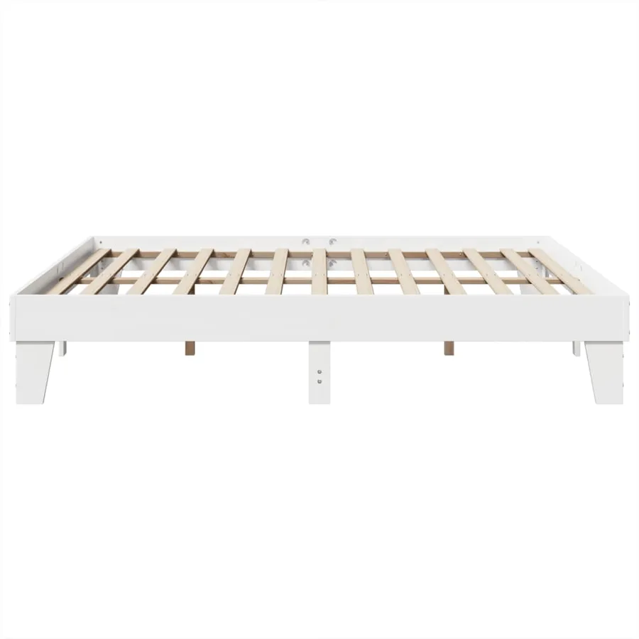 Cadre de lit sans matelas blanc 200x200 cm bois massif de pin - 5
