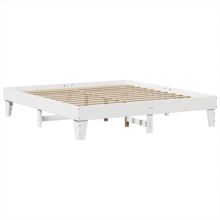 Cadre de lit sans matelas blanc 200x200 cm bois massif de pin - 6