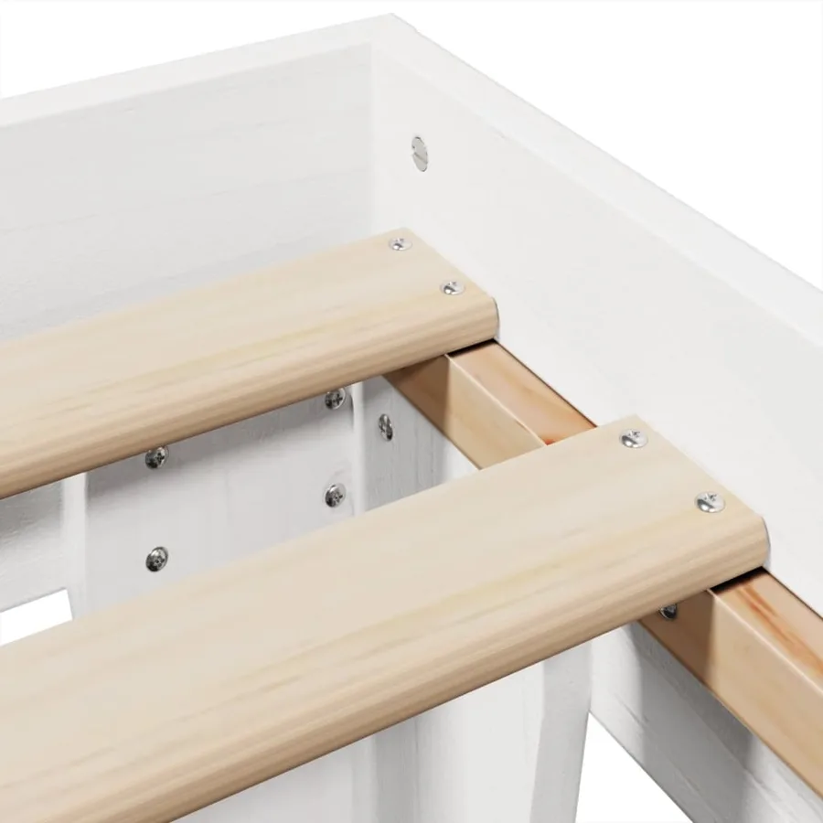 Cadre de lit sans matelas blanc 200x200 cm bois massif de pin - 7