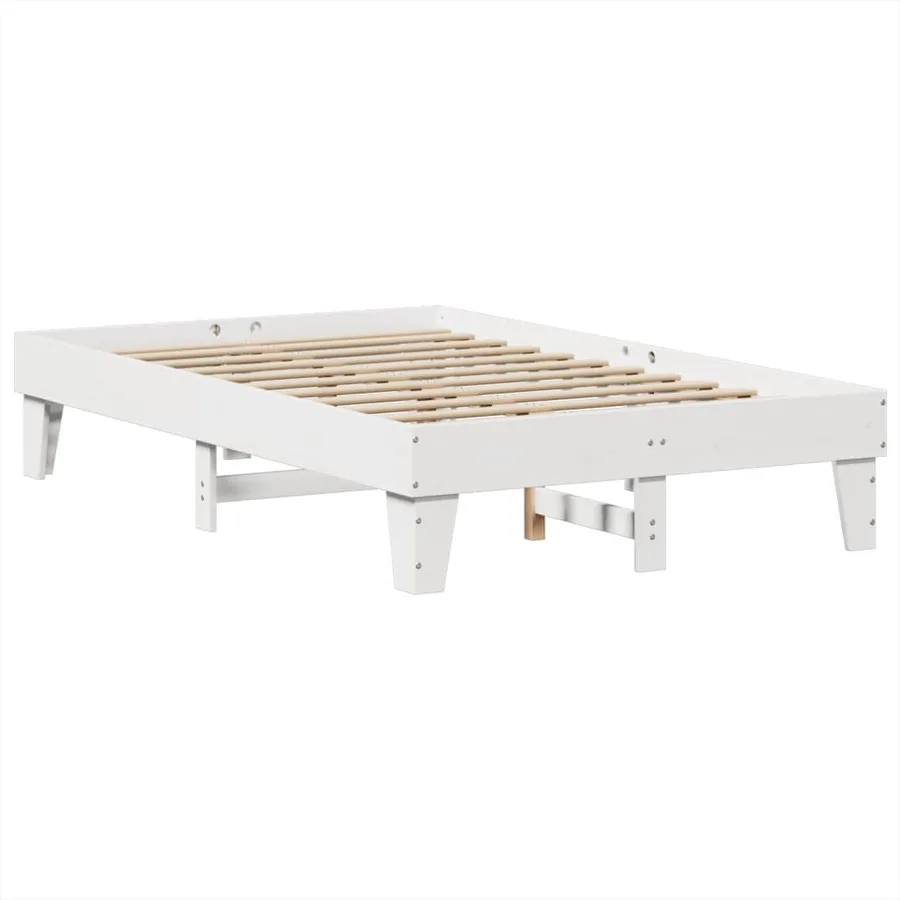 Cadre de lit sans matelas blanc 120x200 cm bois de pin massif - 3