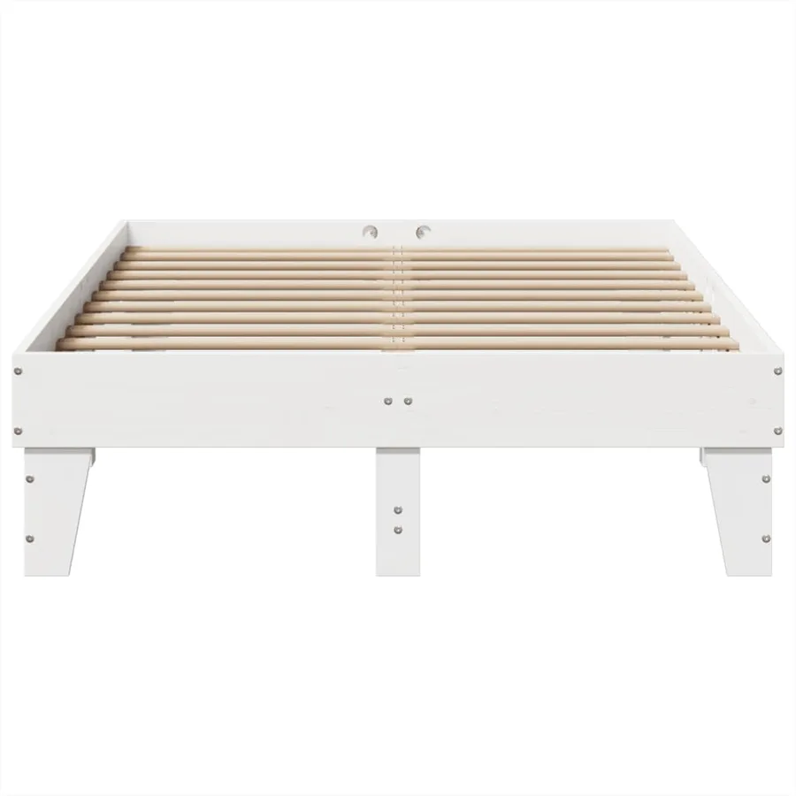Cadre de lit sans matelas blanc 120x200 cm bois de pin massif - 4