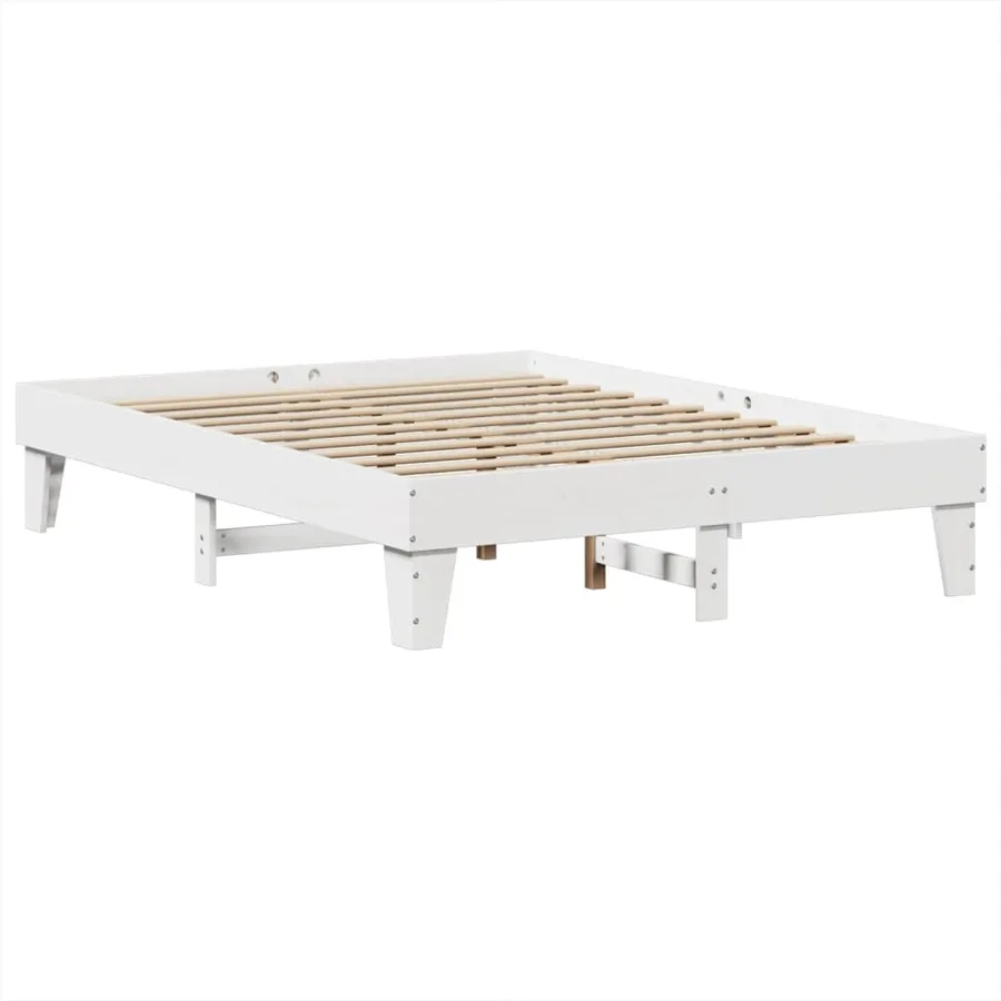 Cadre de lit sans matelas blanc 160x200 cm bois de pin massif - 6