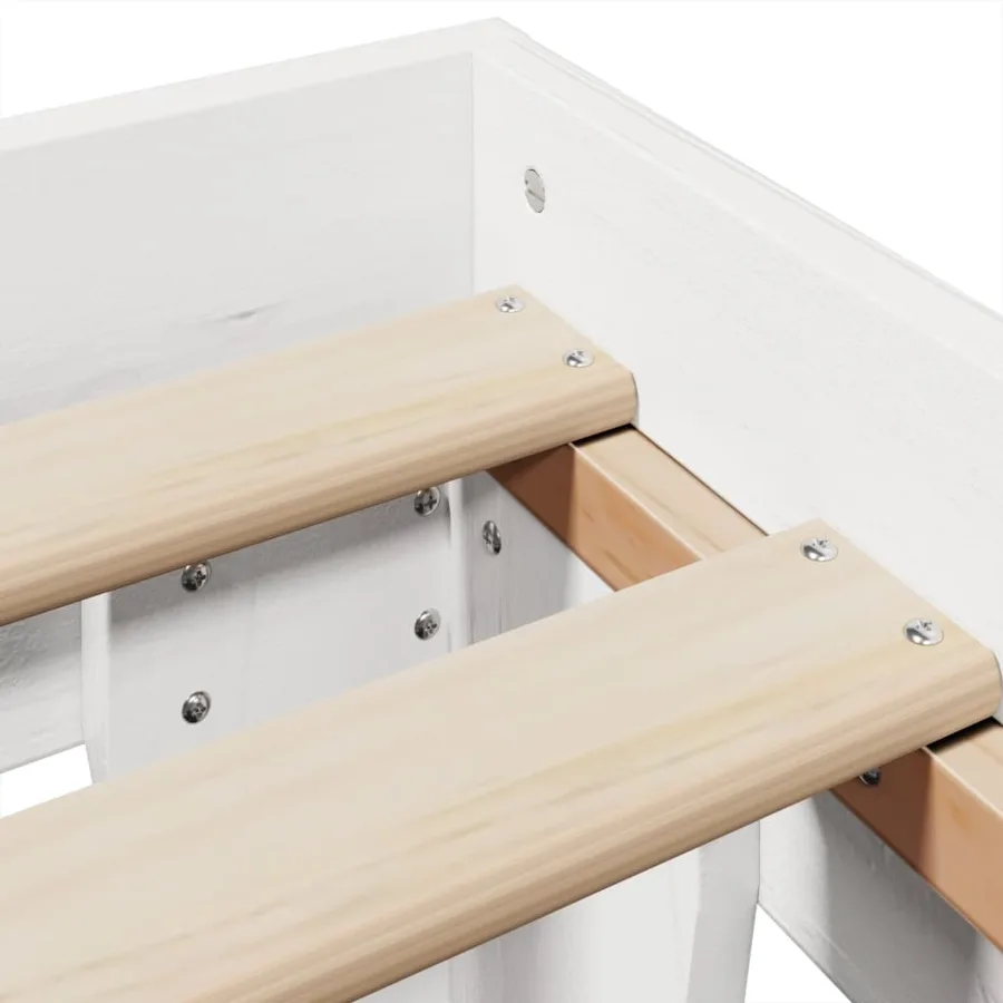 Cadre de lit sans matelas blanc 160x200 cm bois de pin massif - 7