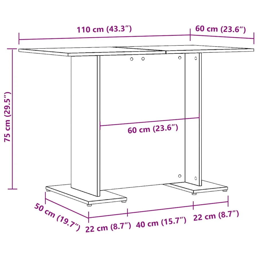 Table à manger chêne artisanal 110 x 60 x 75 cm bois ingénierie - 12