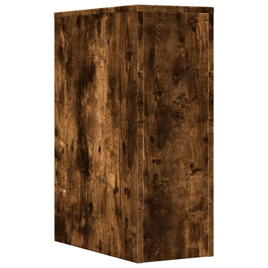Armoire de salle de bain étroite avec roulettes chêne fumé - 6