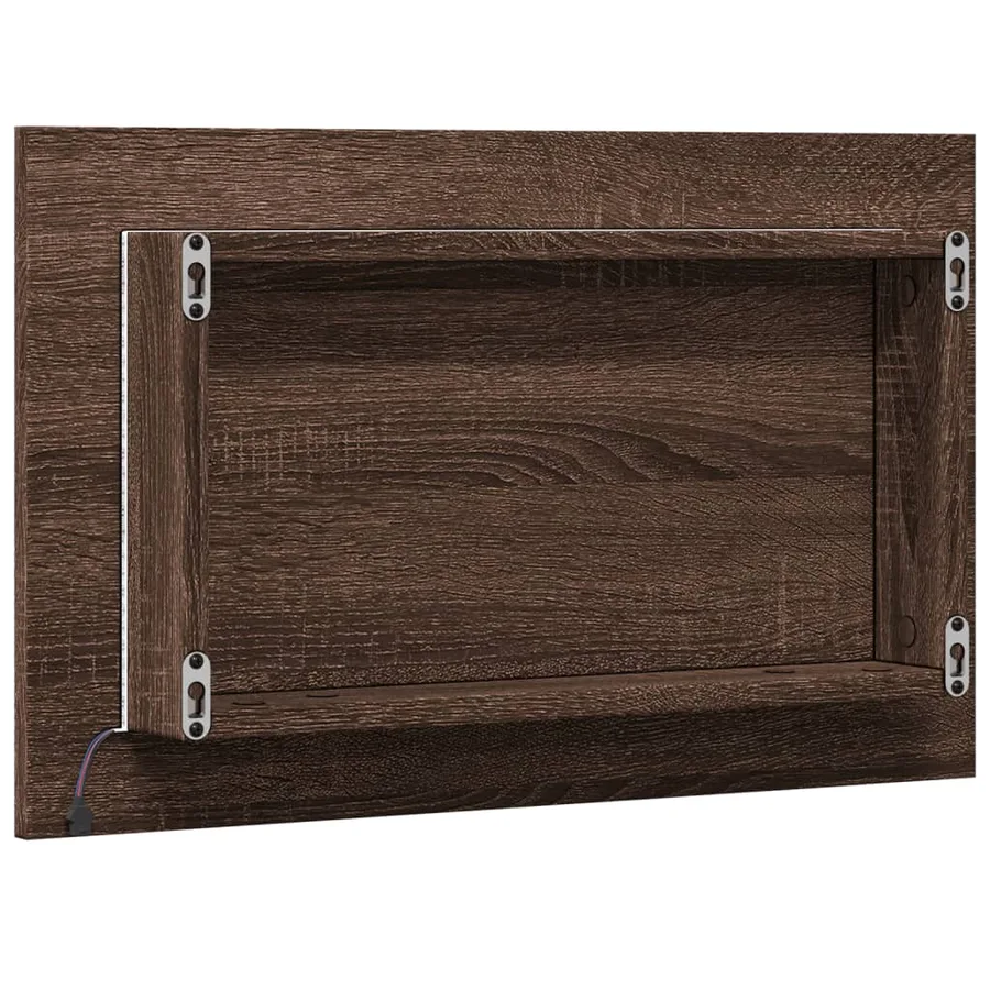 Miroir de salle de bain à LED chêne marron bois d'ingénierie - 8
