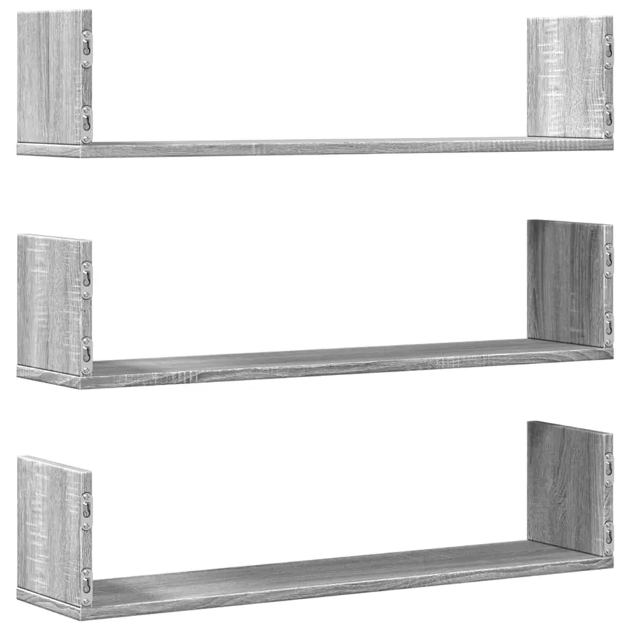 Étagères murales 3 pcs sonoma gris 80x18x18 cm bois ingénierie - 6
