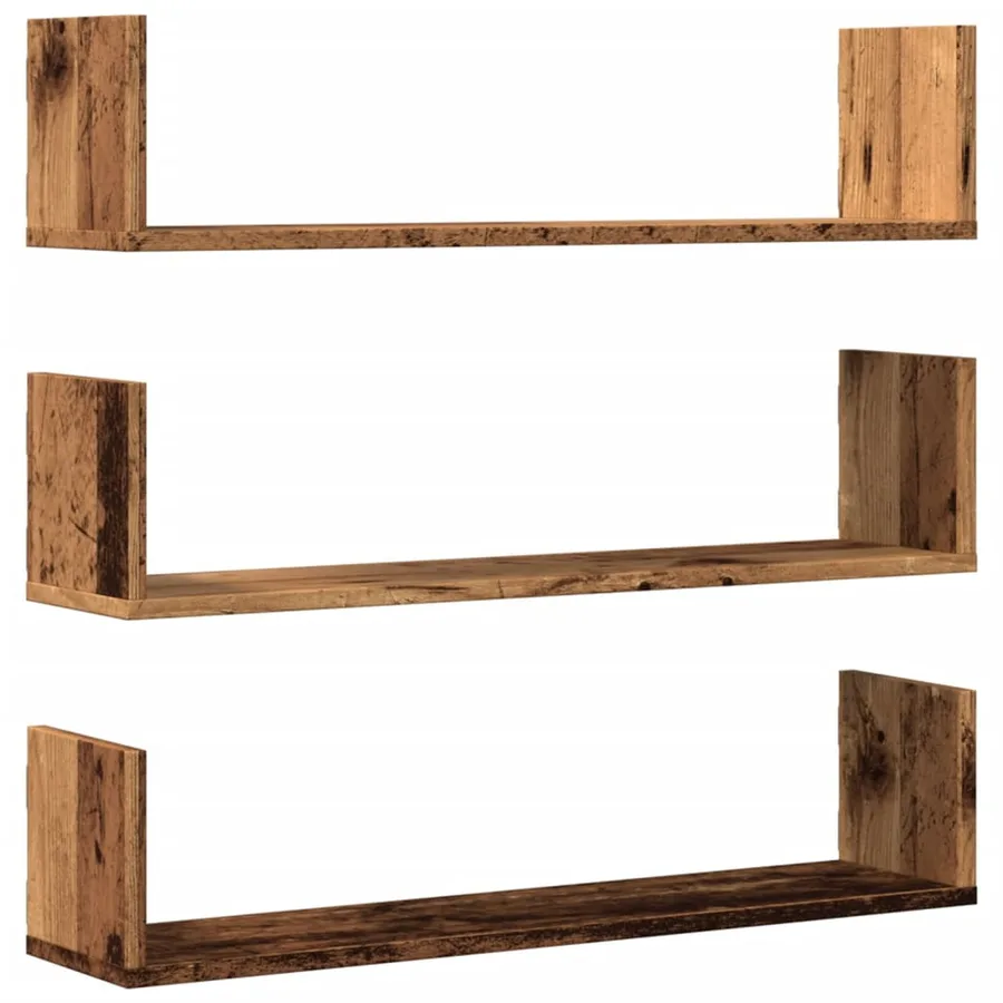 Étagères murales 3 pcs vieux bois 80x18x18 cm bois d'ingénierie - 2