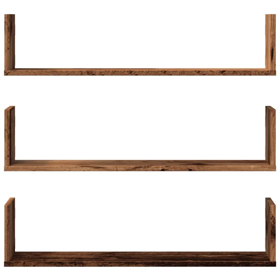 Étagères murales 3 pcs vieux bois 80x18x18 cm bois d'ingénierie - 4
