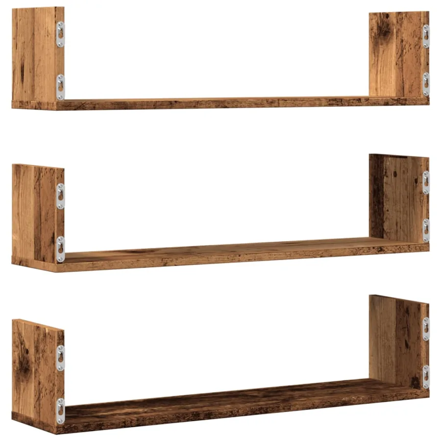 Étagères murales 3 pcs vieux bois 80x18x18 cm bois d'ingénierie - 6