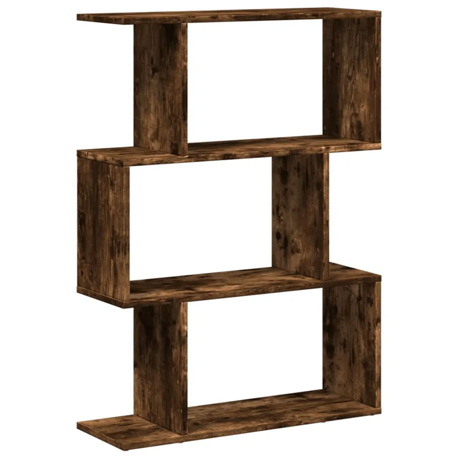 Étagère séparatrice de pièce à 3 niveaux chêne fumé 70x24x97 cm - 2