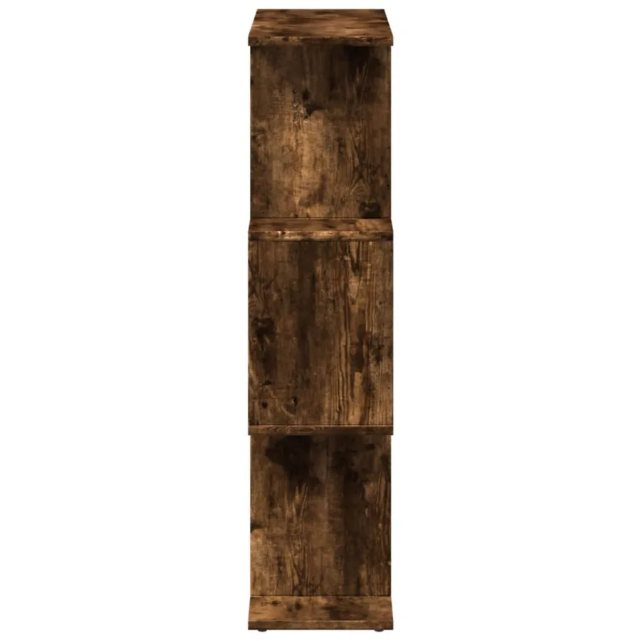 Étagère séparatrice de pièce à 3 niveaux chêne fumé 70x24x97 cm - 7