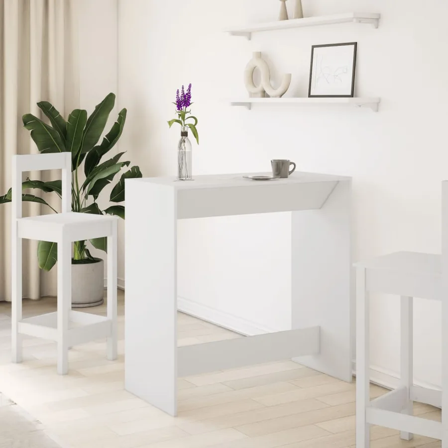 Table de bar blanc 102x50x103,5 cm bois d'ingénierie - 3