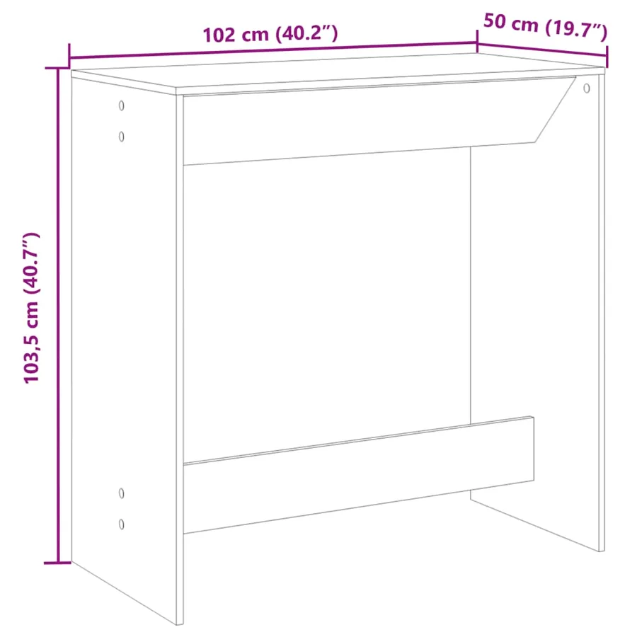 Table de bar blanc 102x50x103,5 cm bois d'ingénierie - 9