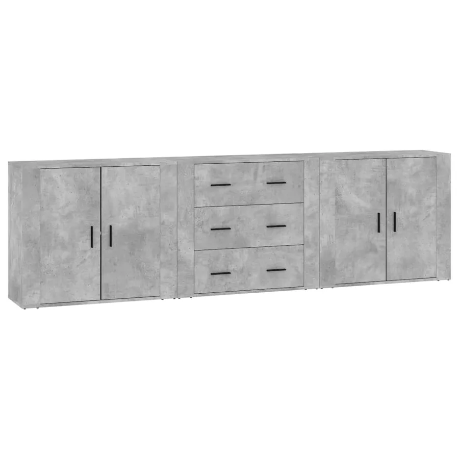 Buffets 3 pcs gris béton bois d'ingénierie - 2