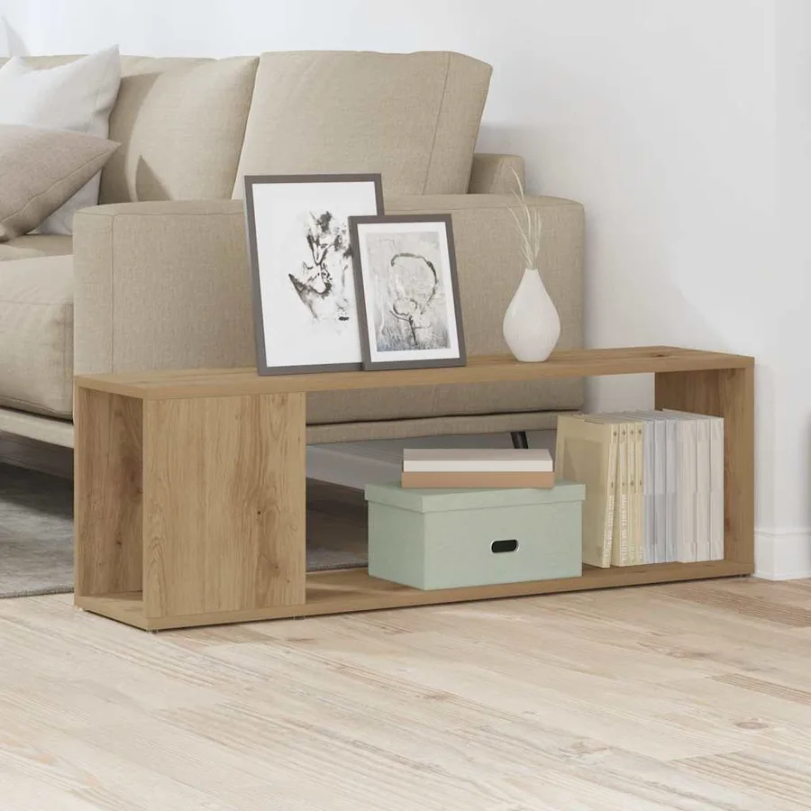 Meuble TV chêne artisanal 100x24x32 cm bois d'ingénierie - 3