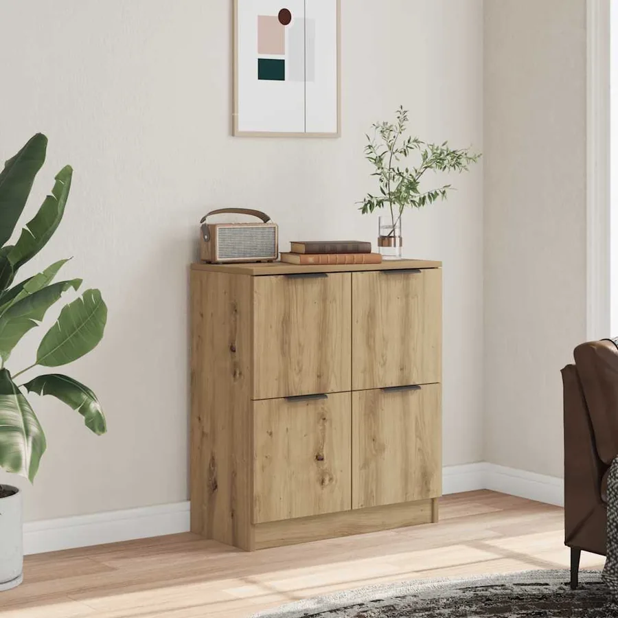 Buffet chêne artisanal 60x30x70 cm bois d'ingénierie