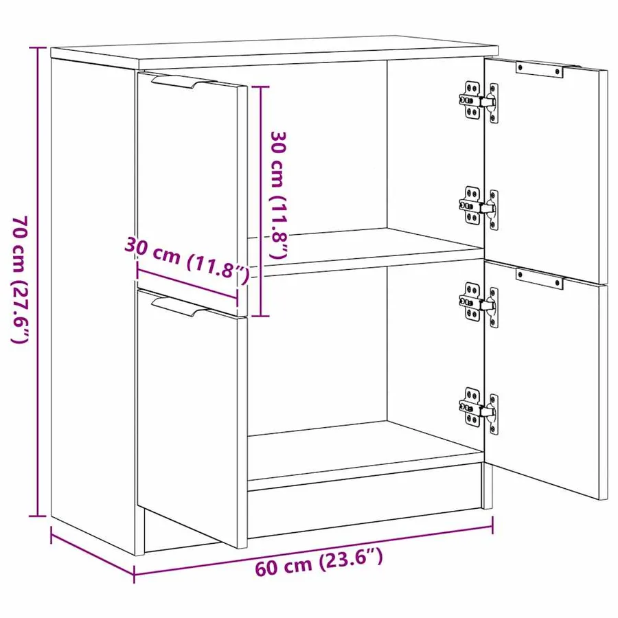 Buffet chêne artisanal 60x30x70 cm bois d'ingénierie - 10