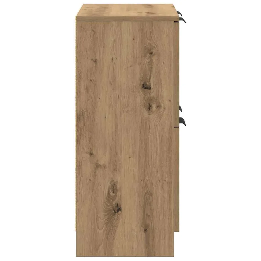 Buffet chêne artisanal 60x30x70 cm bois d'ingénierie - 6