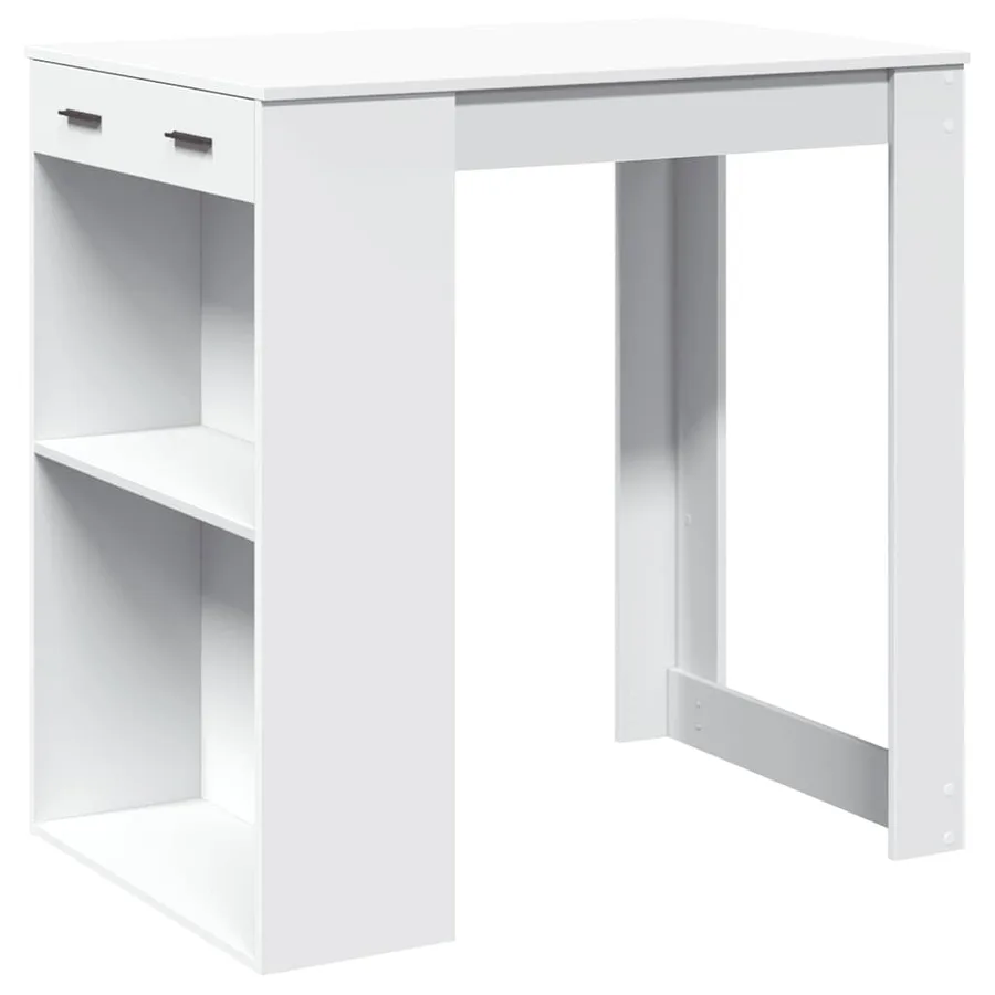 Table de bar blanc 102x70x103,5 cm bois d'ingénierie - 2