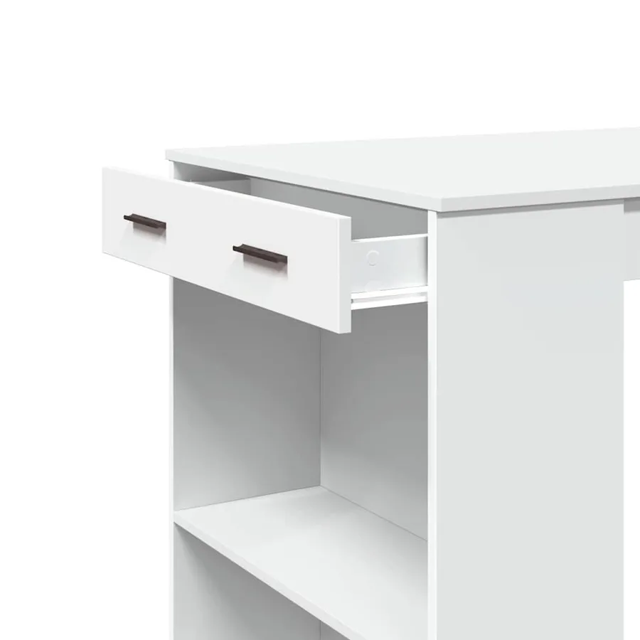 Table de bar blanc 102x70x103,5 cm bois d'ingénierie - 8