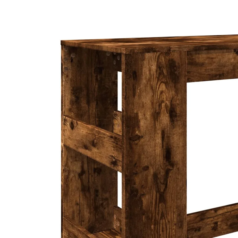 Table de bar avec étagères chêne fumé bois d'ingénierie - 7