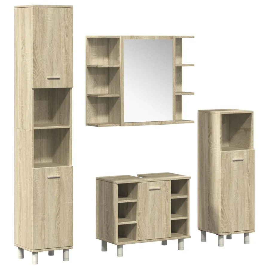 Ensemble de meubles de salle de bain 4 pcs chêne sonoma - 2