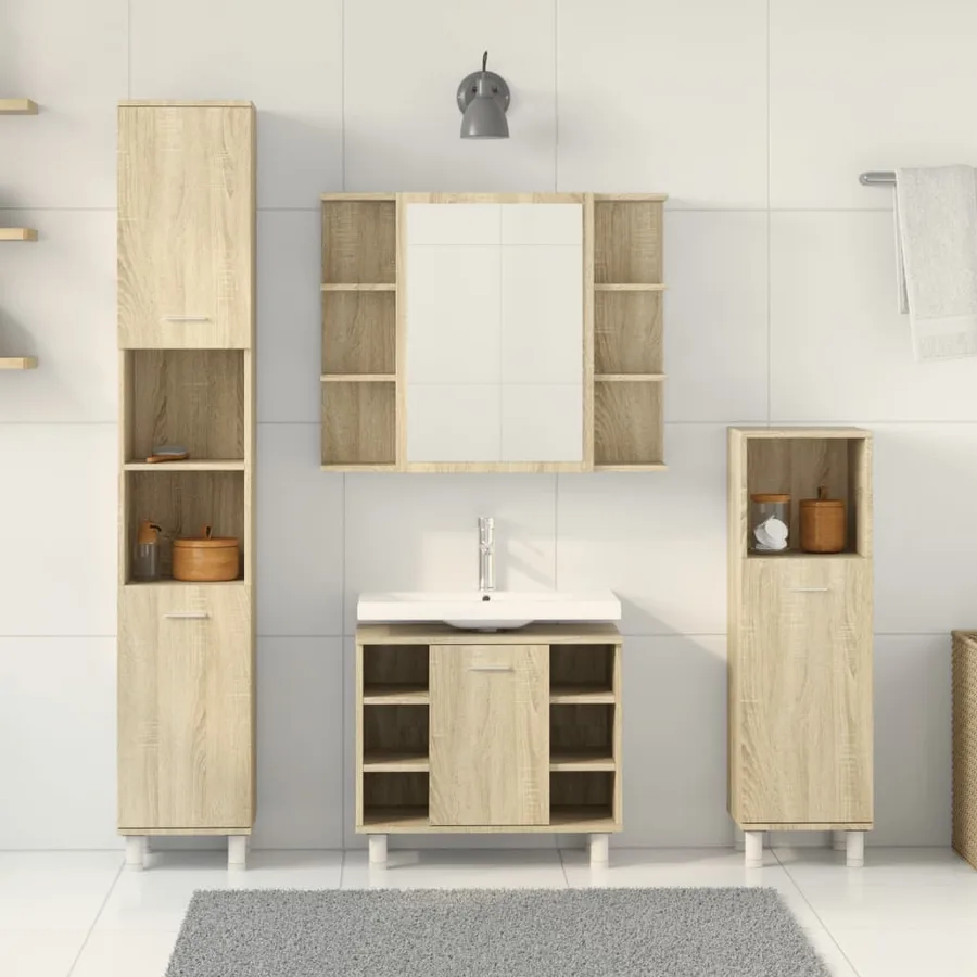 Ensemble de meubles de salle de bain 4 pcs chêne sonoma - 3