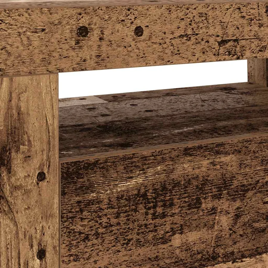 Meuble TV avec lumières LED vieux bois bois d'ingénierie - 11