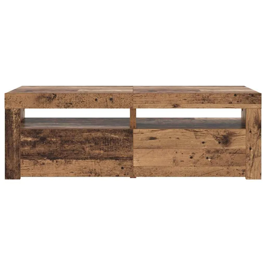 Meuble TV avec lumières LED vieux bois bois d'ingénierie - 6
