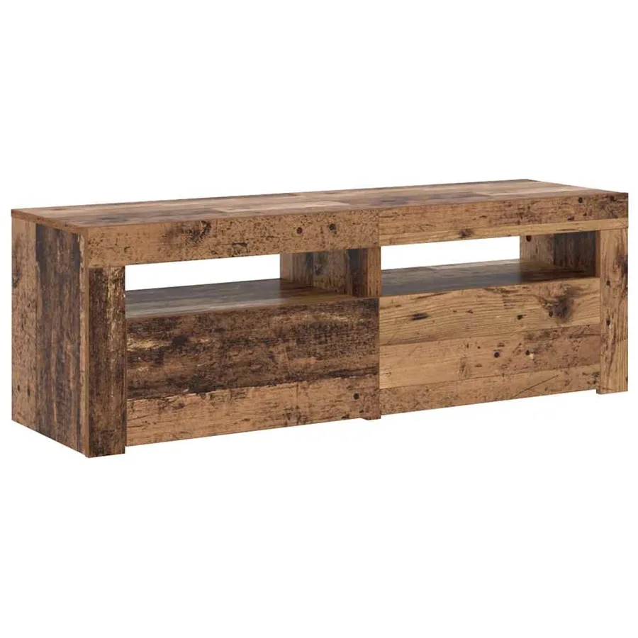 Meuble TV avec lumières LED vieux bois bois d'ingénierie - 7