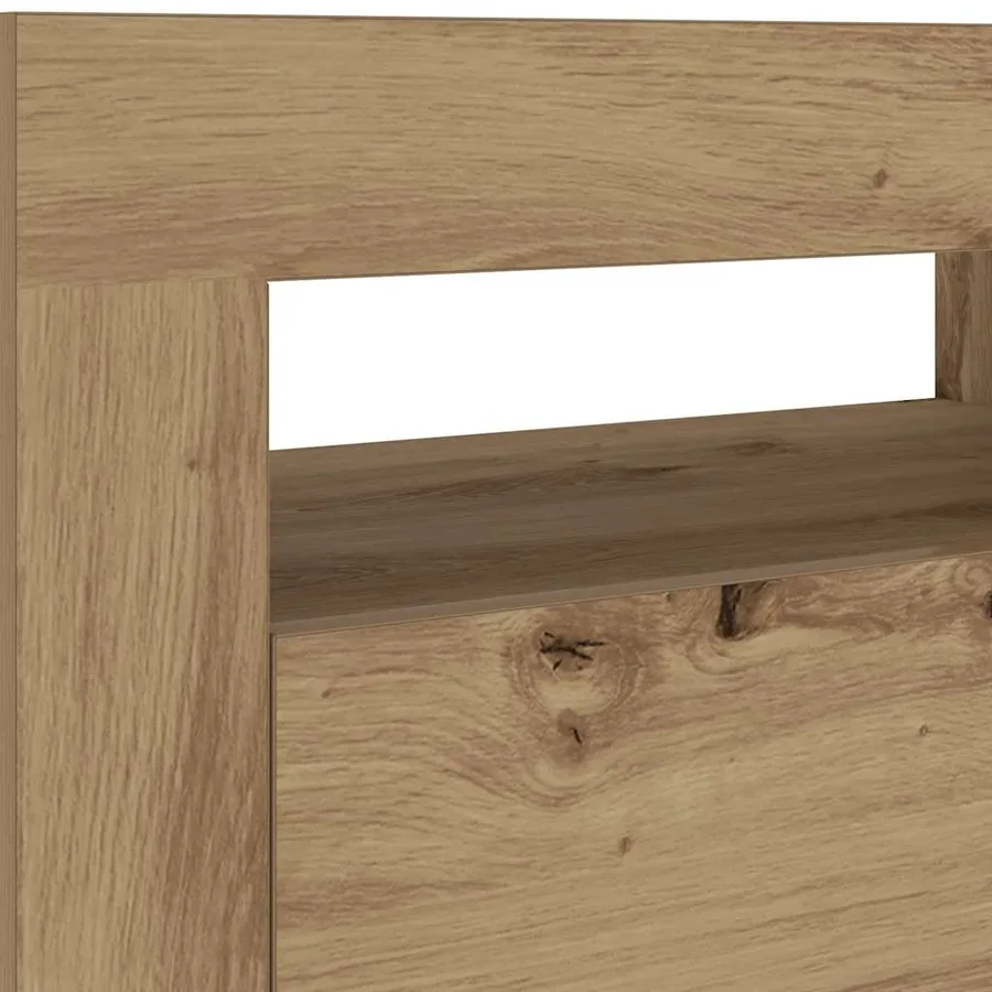 Tables de chevet 2 pcs avec LED chêne artisanal 60x35x40 cm - 12