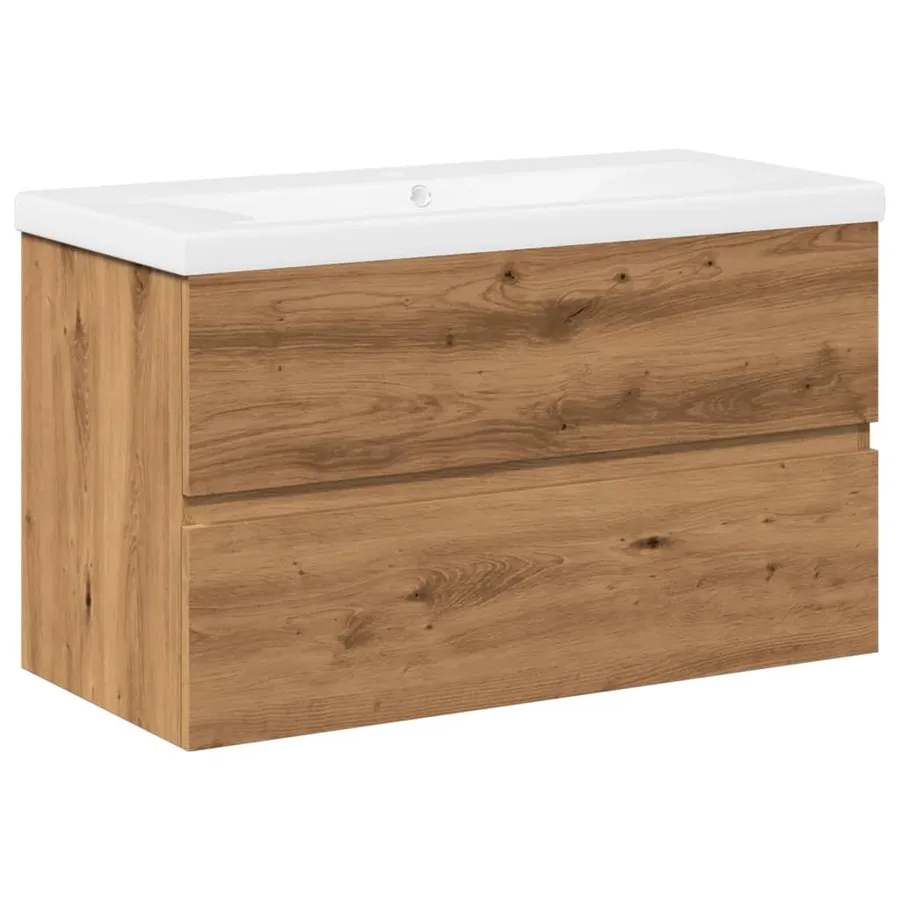 Armoire lavabo avec bassin intégré chêne artisanal - 2