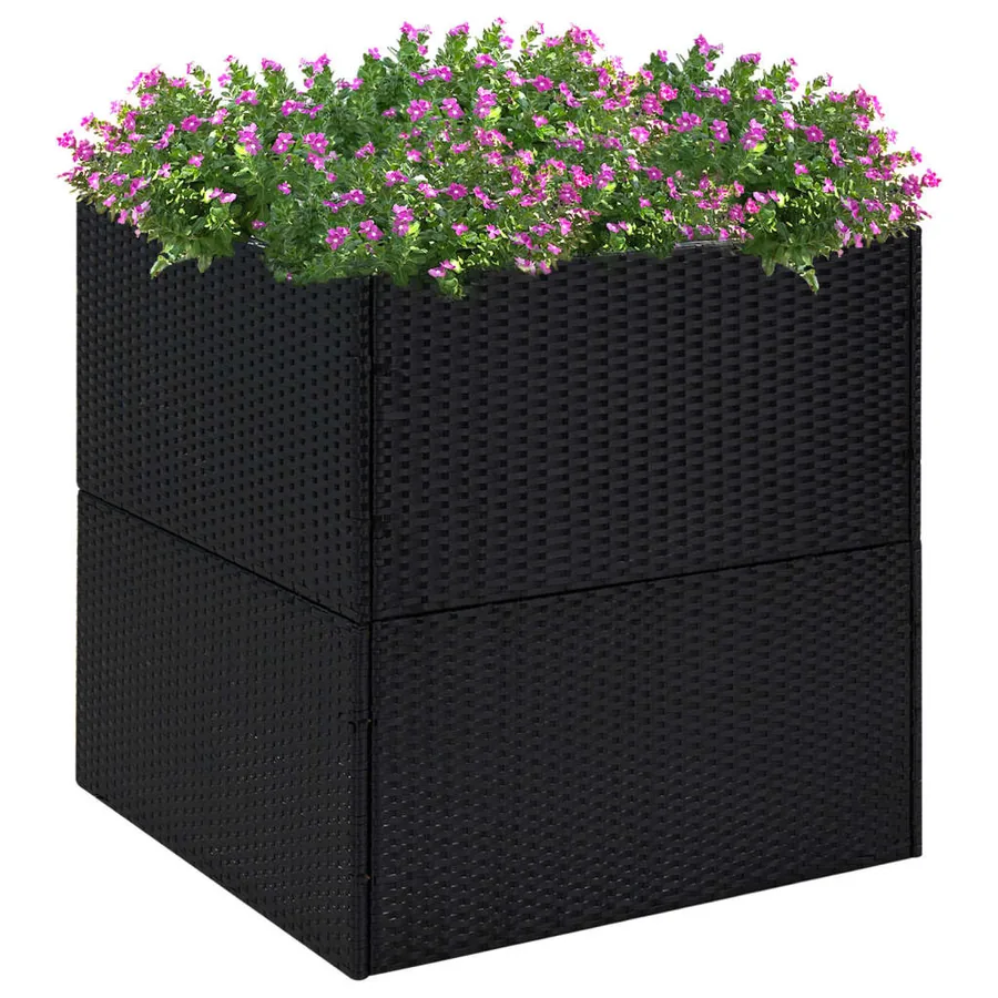 Planter Black 80x80x80 cm Poly rattan