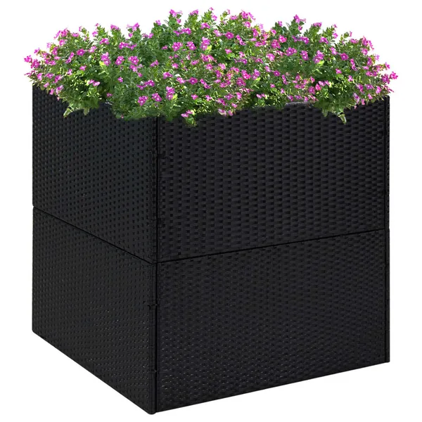 Planter Black 80x80x80 cm Poly rattan